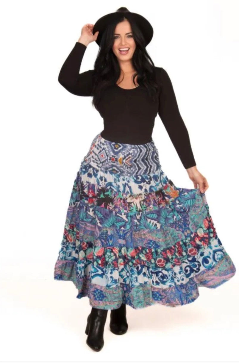 Silk Blend Layered Skirt