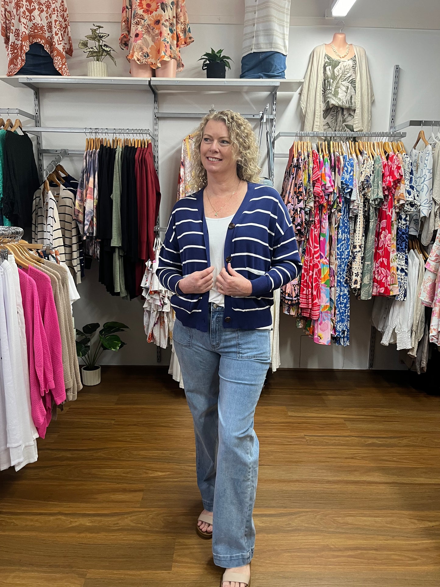 Stripe Cotton Cardigan