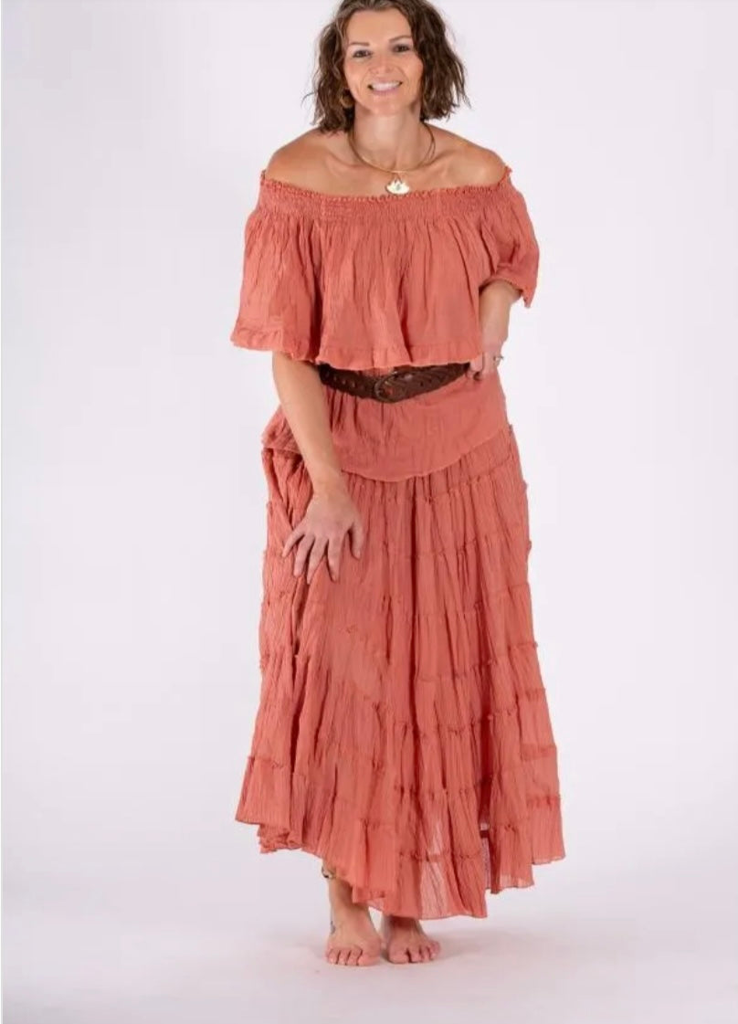 Cotton Tiered Skirt