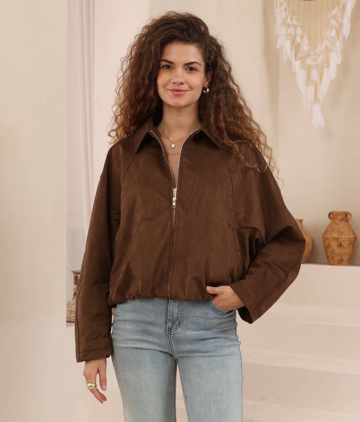 Suede Cropped Jacket