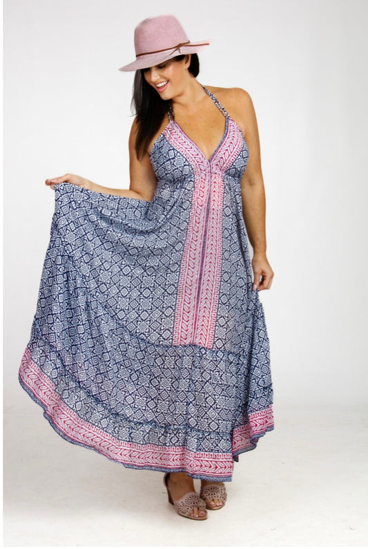Goddess Dress Cotton Halter Neck