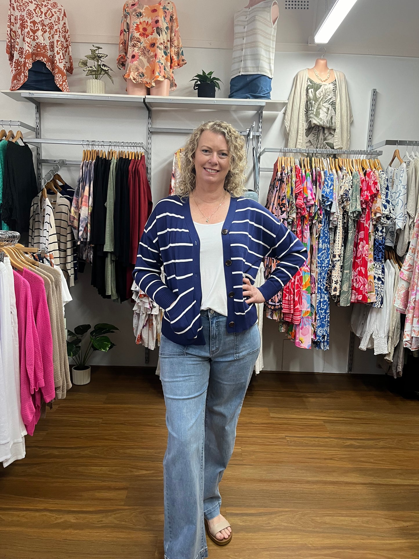 Stripe Cotton Cardigan