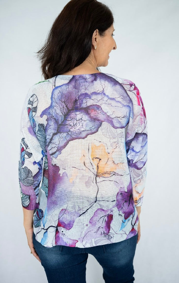 Abstract Floral Knit Jumper