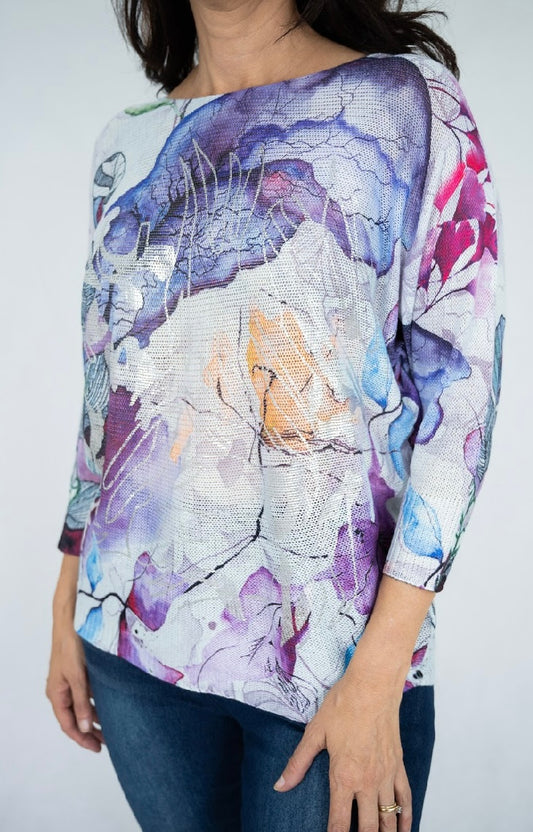 Abstract Floral Knit Jumper