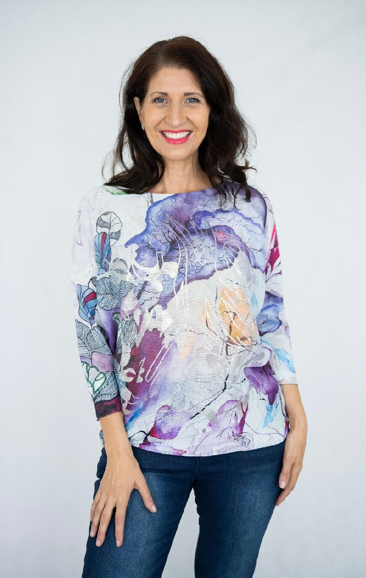 Abstract Floral Knit Jumper
