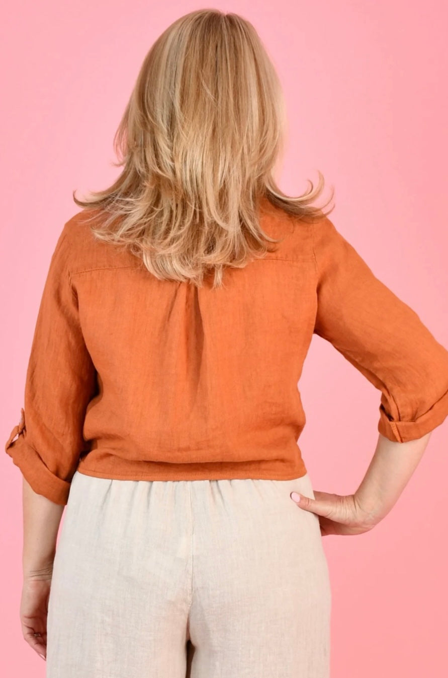 Pia Collared Tie Up Shirt