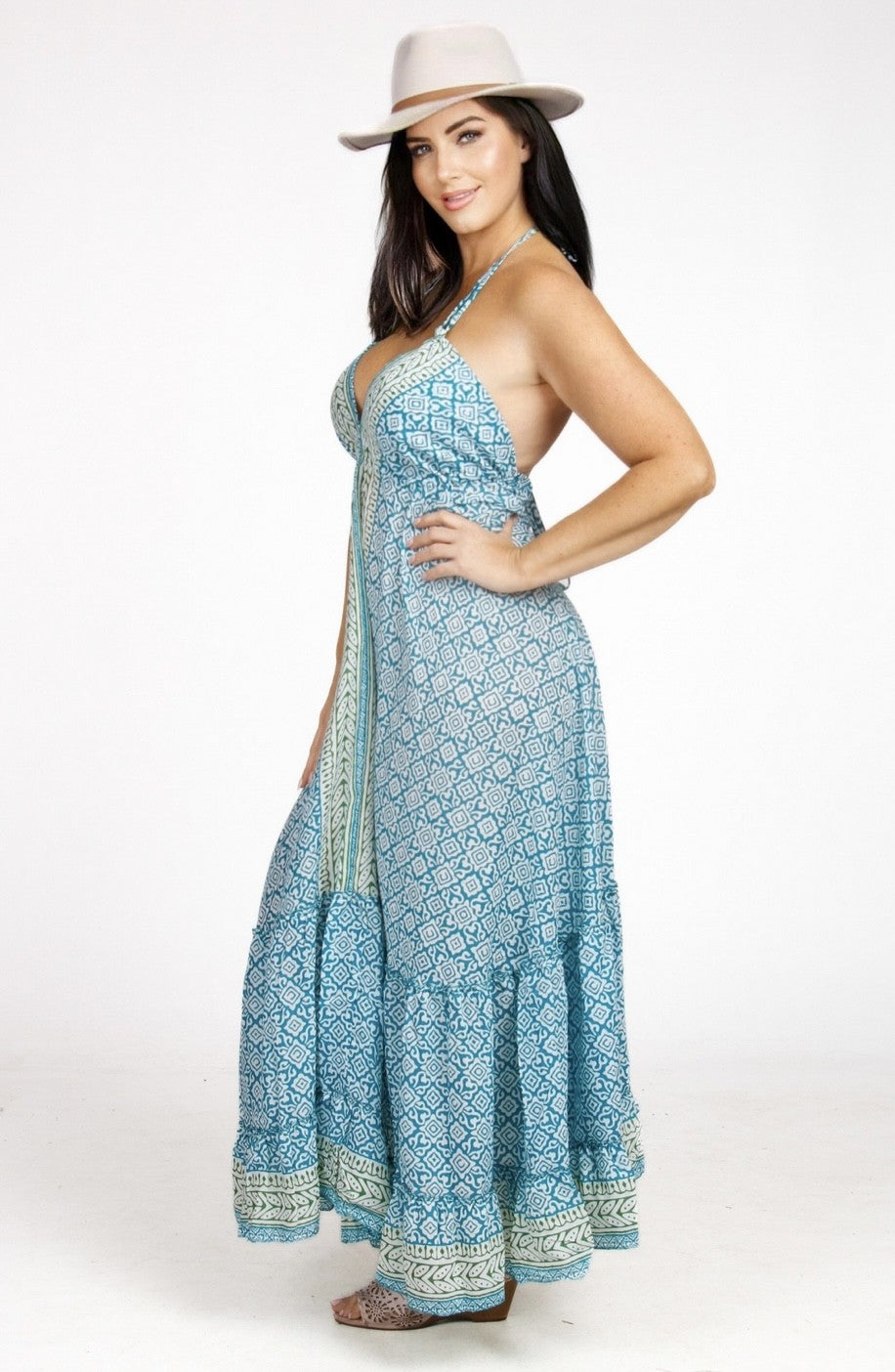 Goddess Dress Cotton Halter Neck