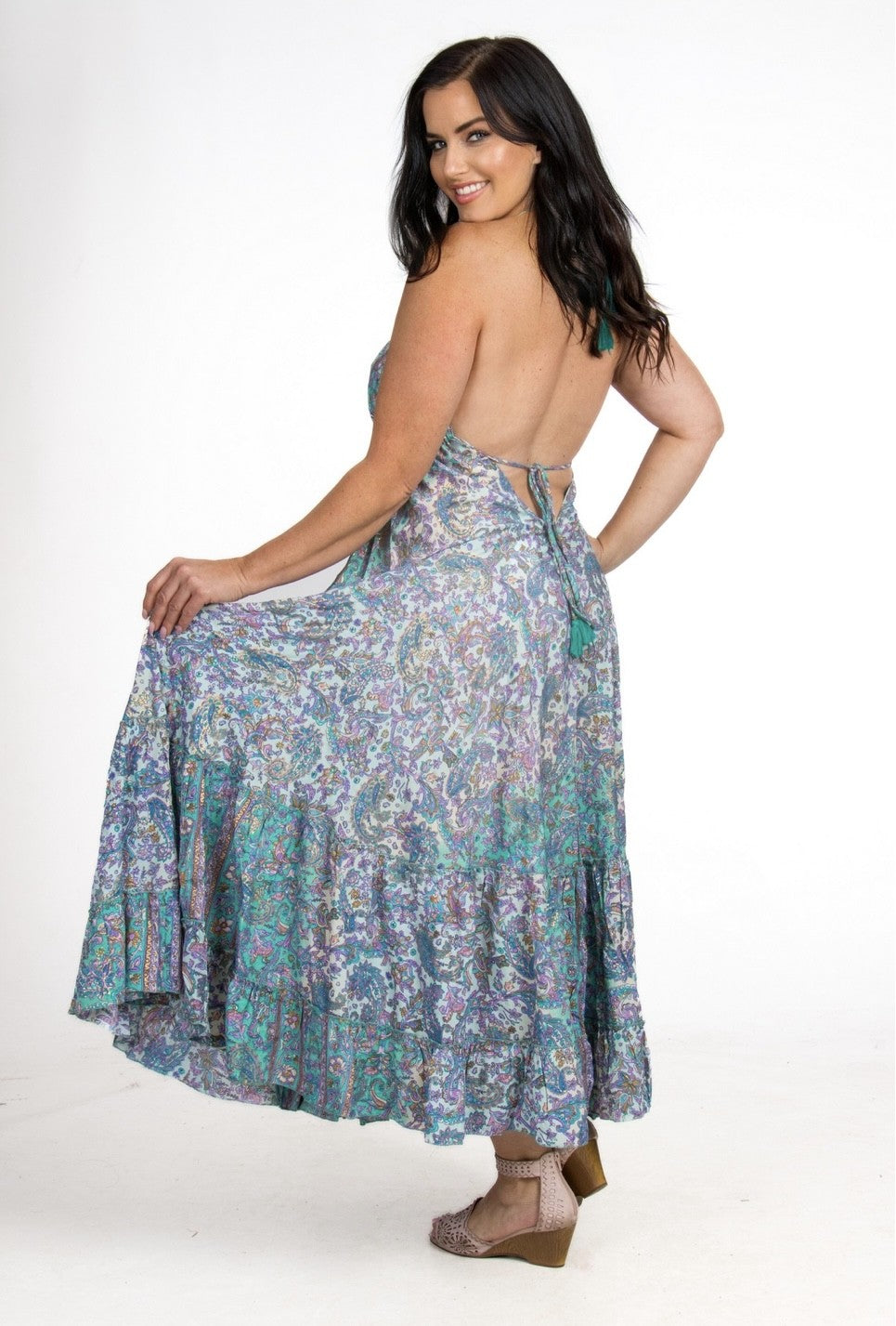 Goddess Dress Silk Halter Neck