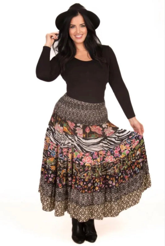 Silk Blend Layered Skirt
